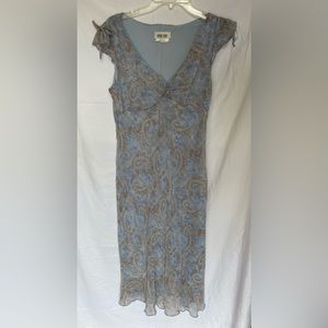 Blue Dress with Brown Paisley Pattern